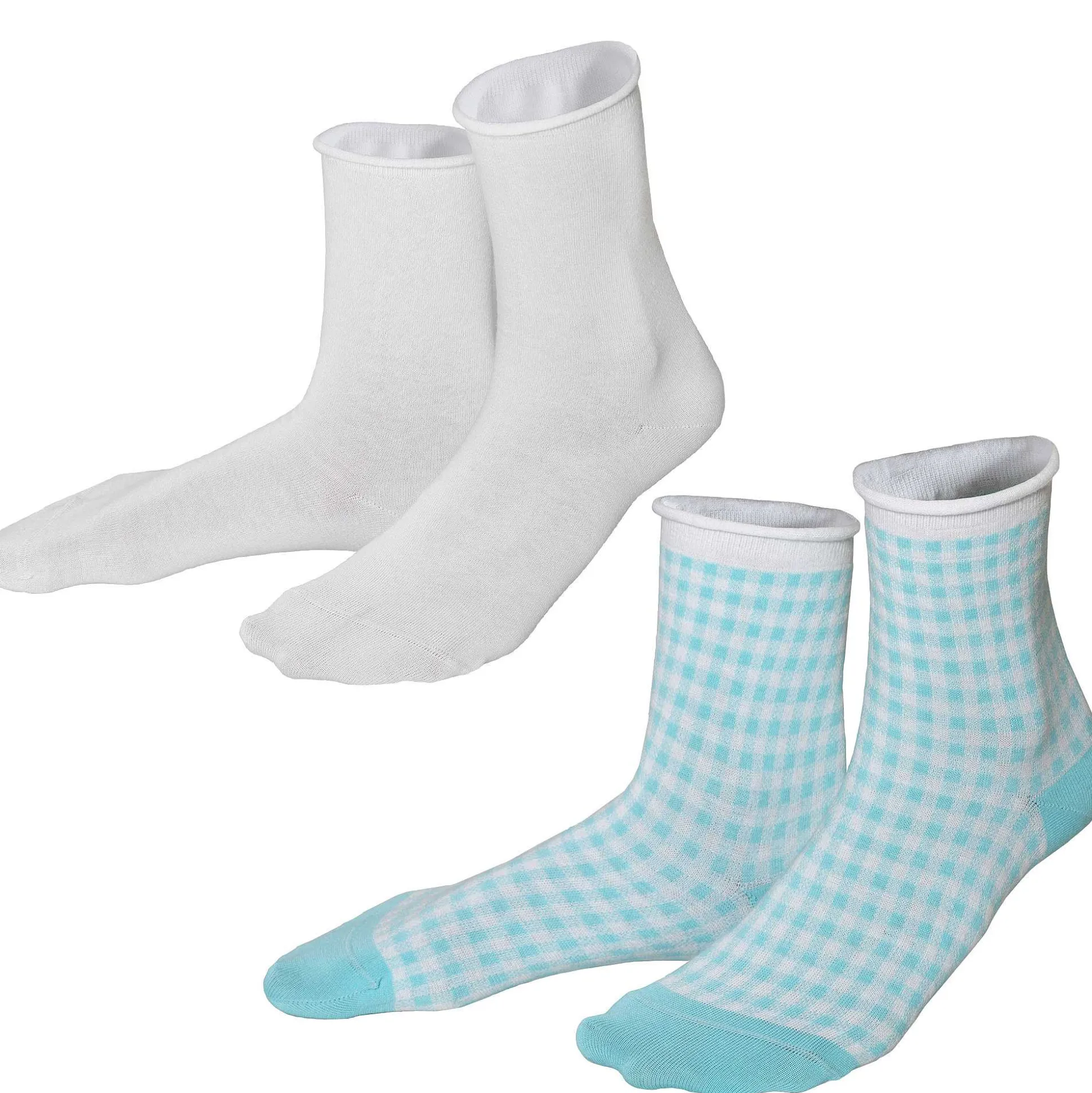 LIVING CRAFTS Alexis – Socken, 2Er-Pack Vichy-Lagune Flash Sale