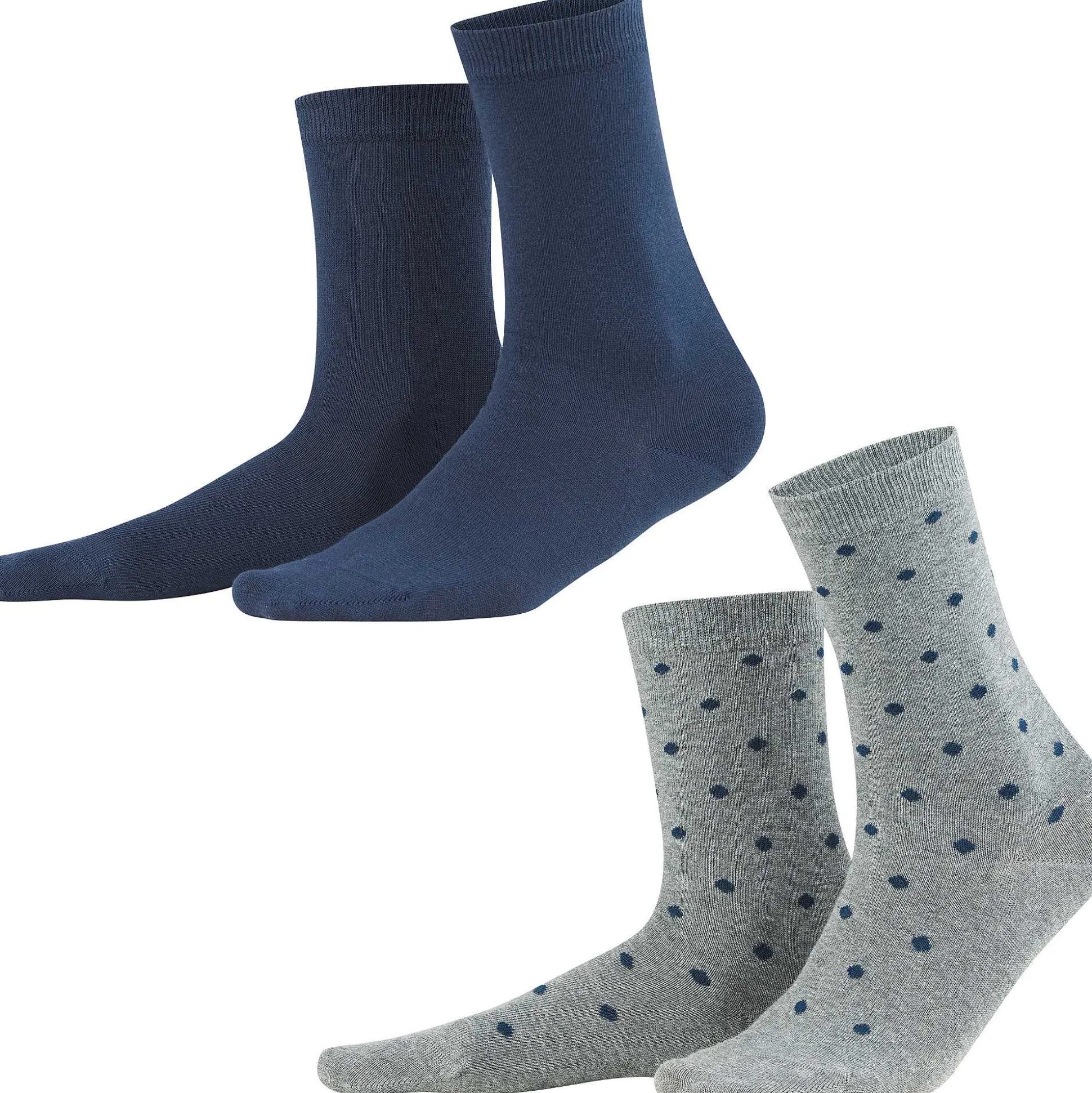 LIVING CRAFTS Bettina - Socken, 2Er-Pack Nachtblaue Punkte Best