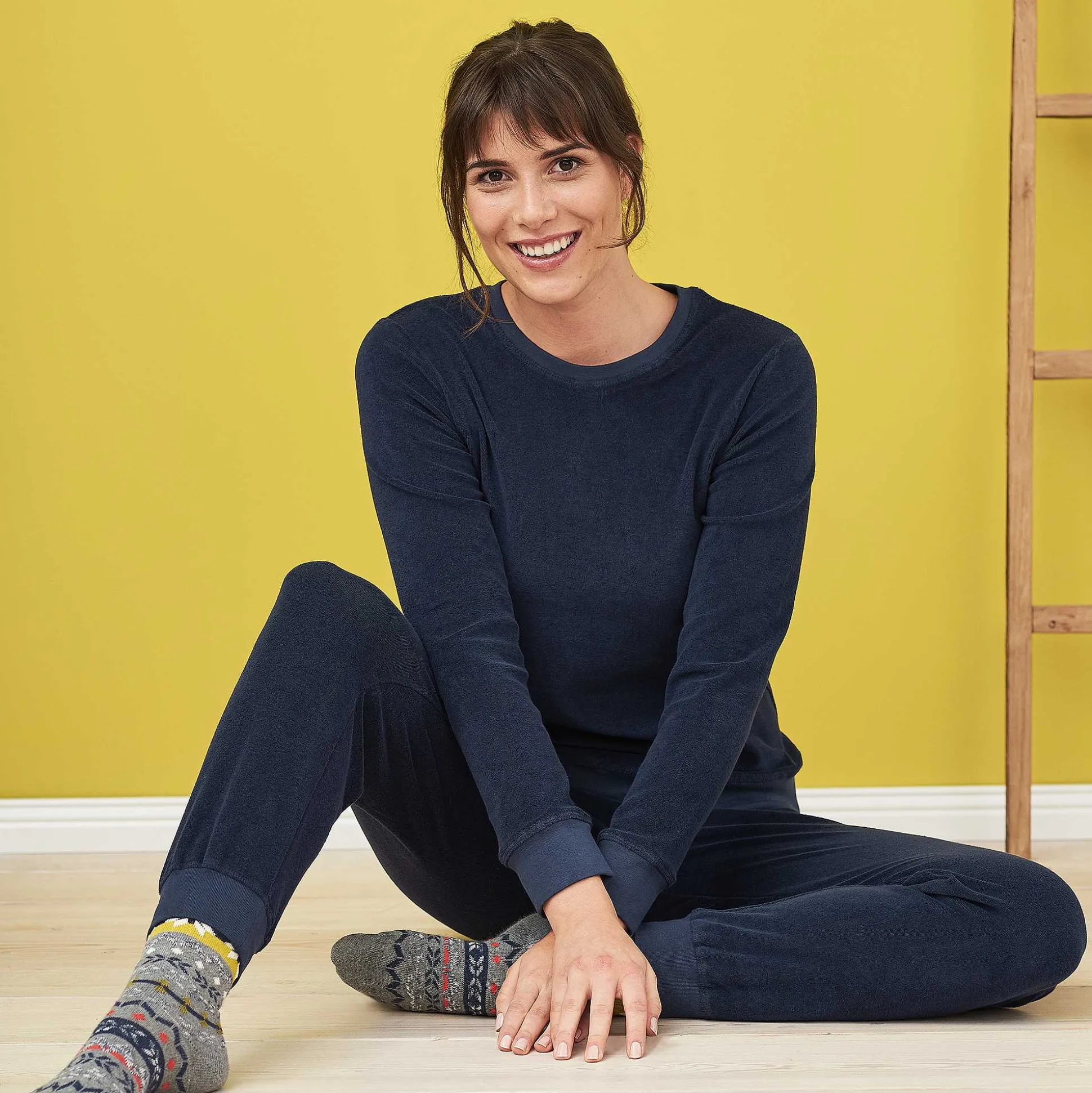 LIVING CRAFTS Bonnie – Frottee-Pyjama Marine Fashion