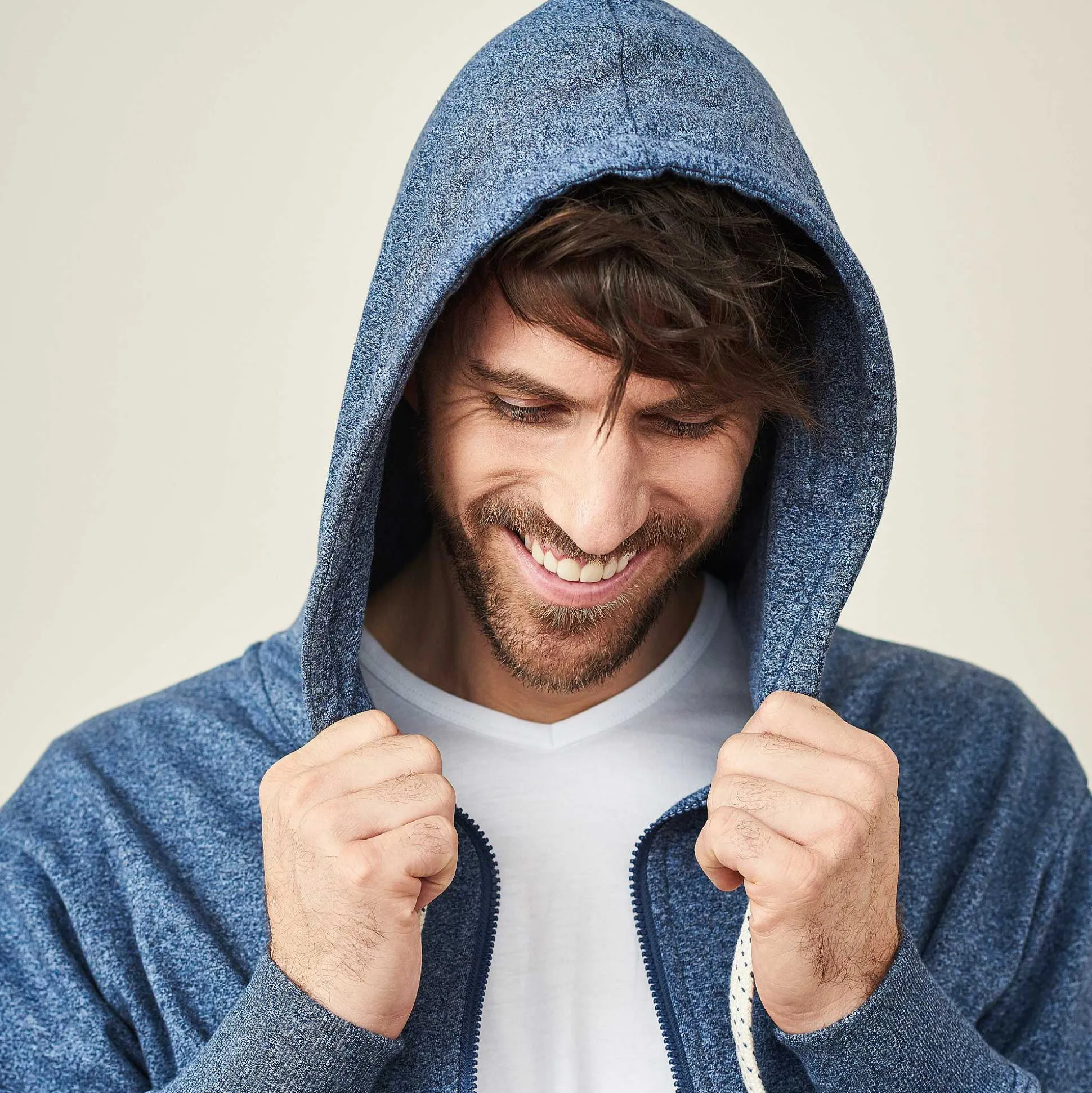 LIVING CRAFTS Cameron - Kapuzenjacke Wolkenblaue Melange Flash Sale