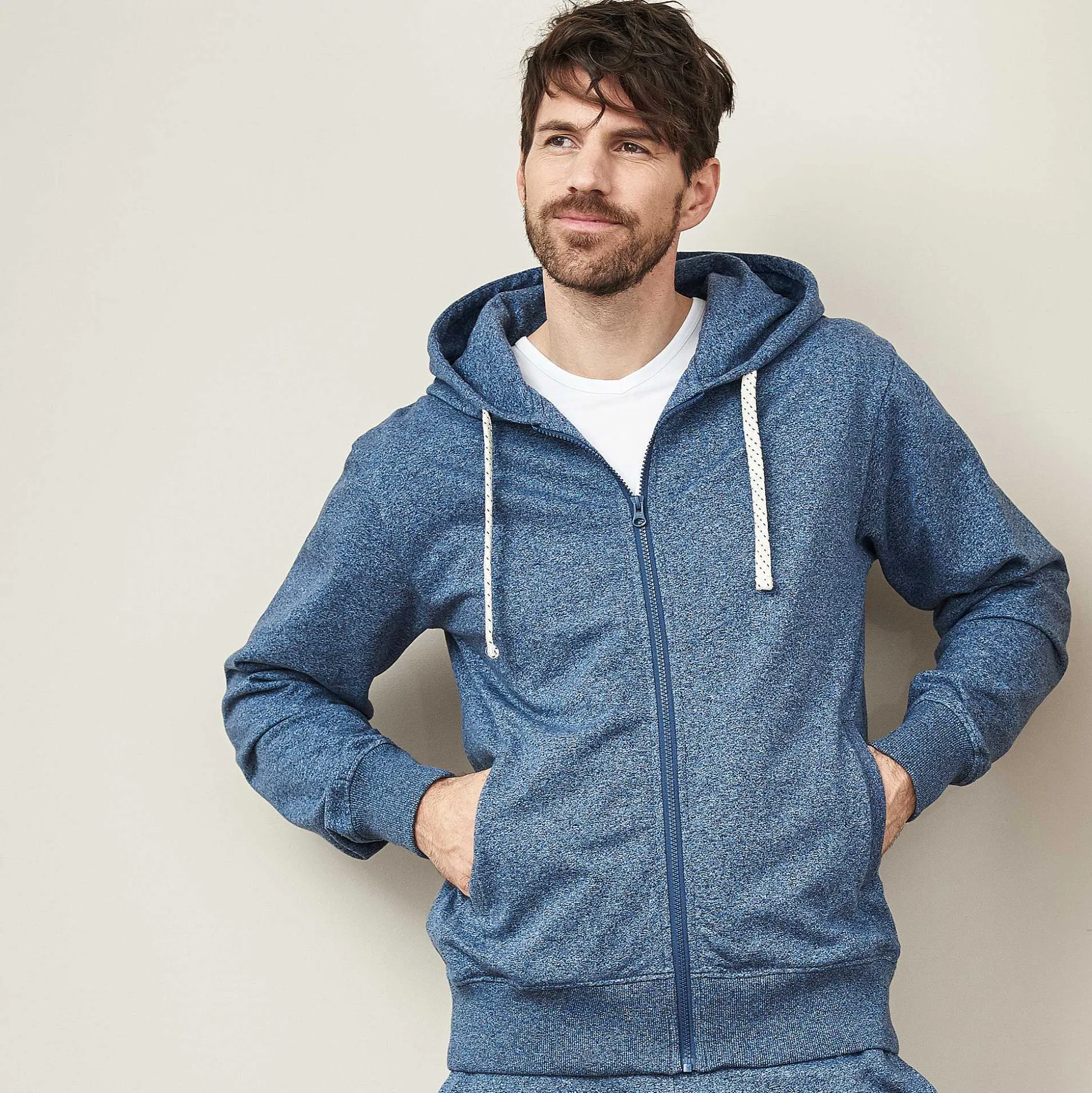 LIVING CRAFTS Cameron - Kapuzenjacke Wolkenblaue Melange Flash Sale