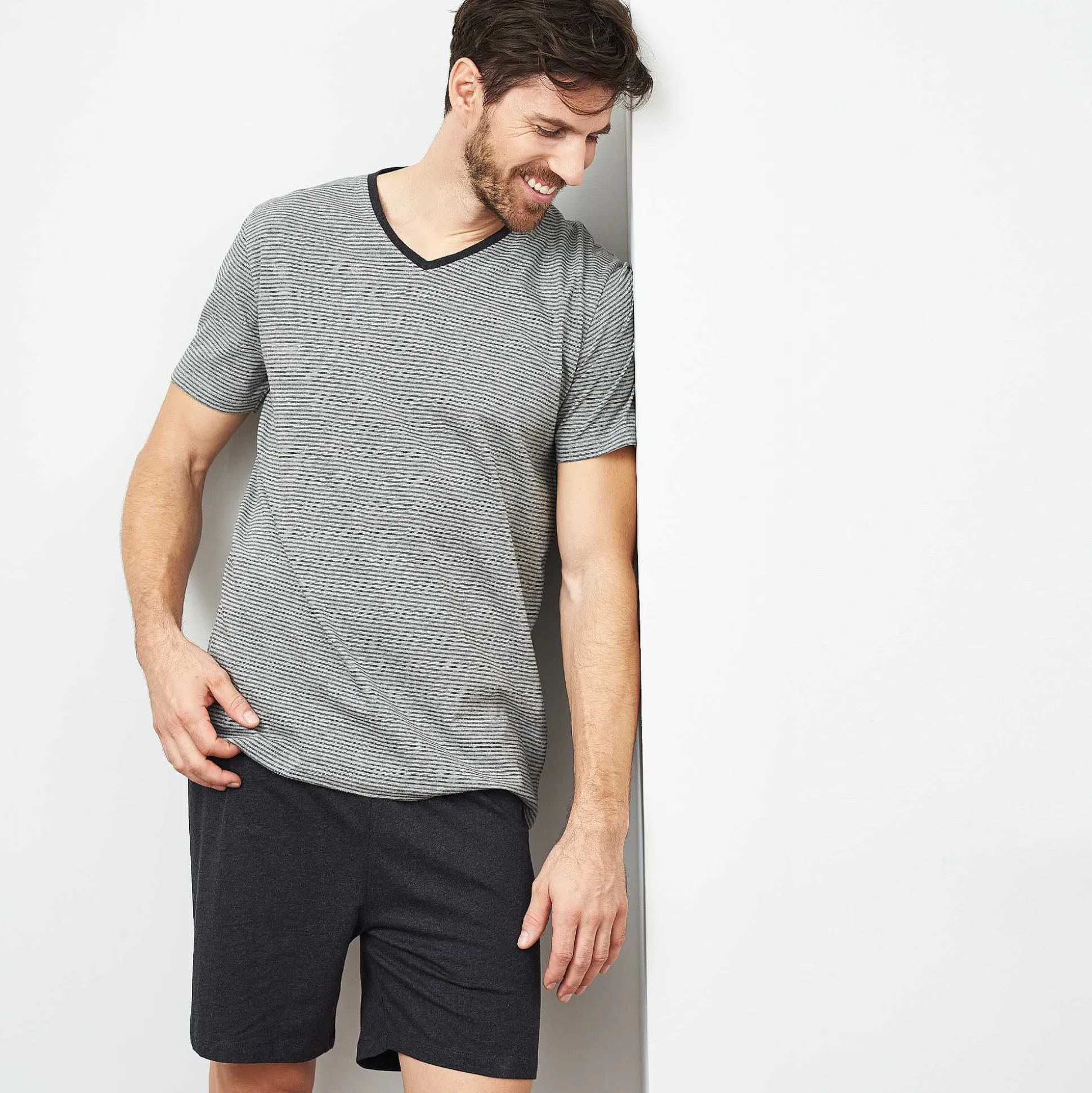 LIVING CRAFTS Carl - Pyjamas Steingrau/Anthra Melange Flash Sale