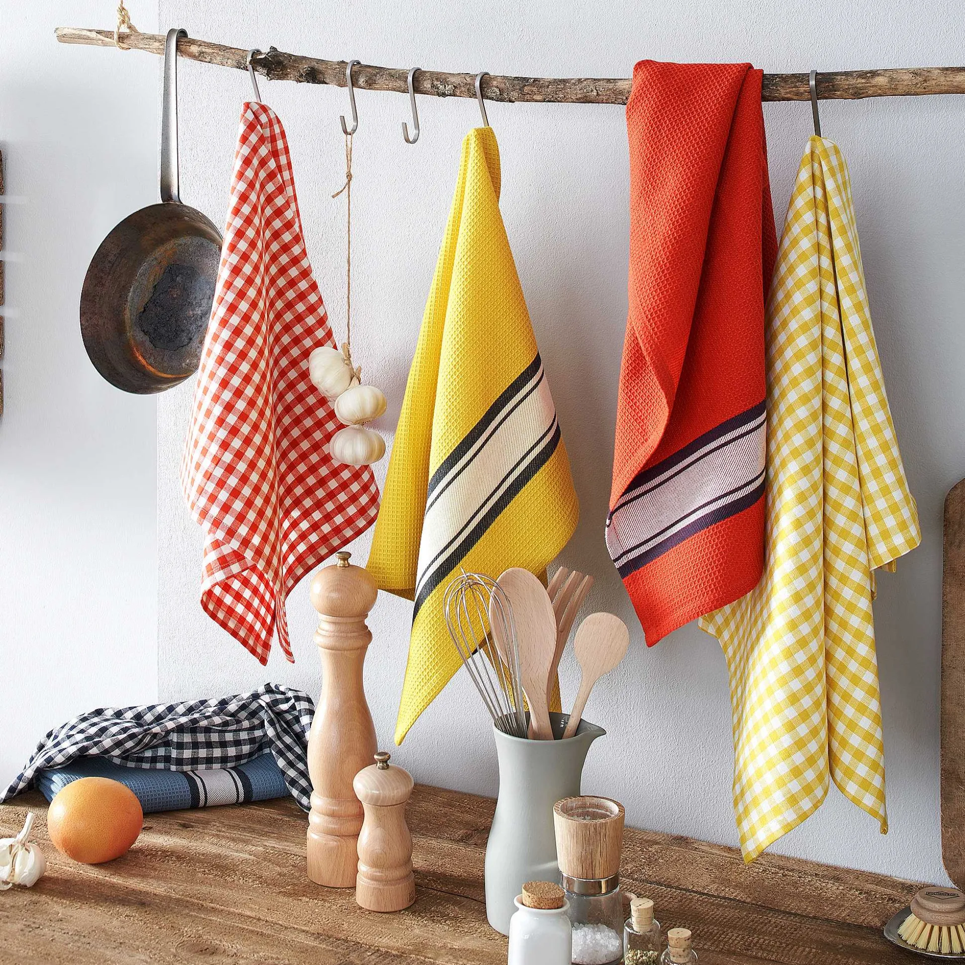 LIVING CRAFTS Delhi - Geschirrtucher, 2Er-Pack Roter Ton Shop