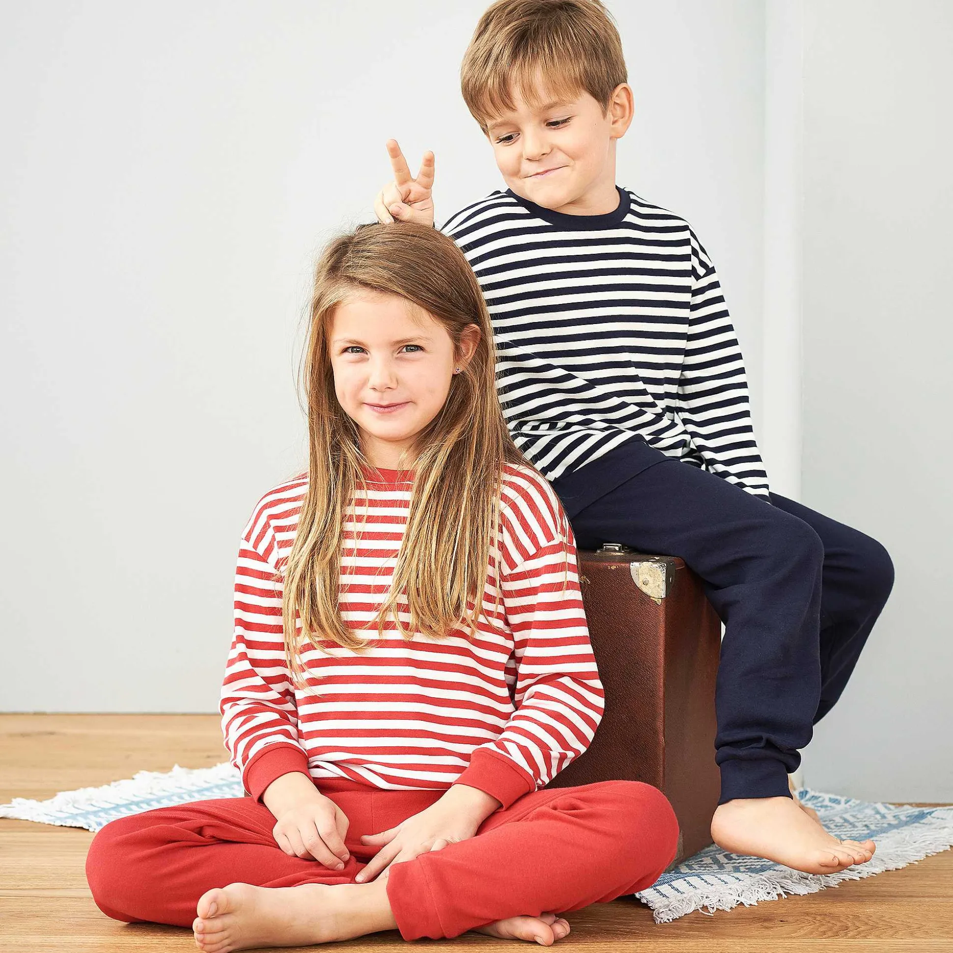 LIVING CRAFTS Elefant - Pyjama Marine/Weis Outlet