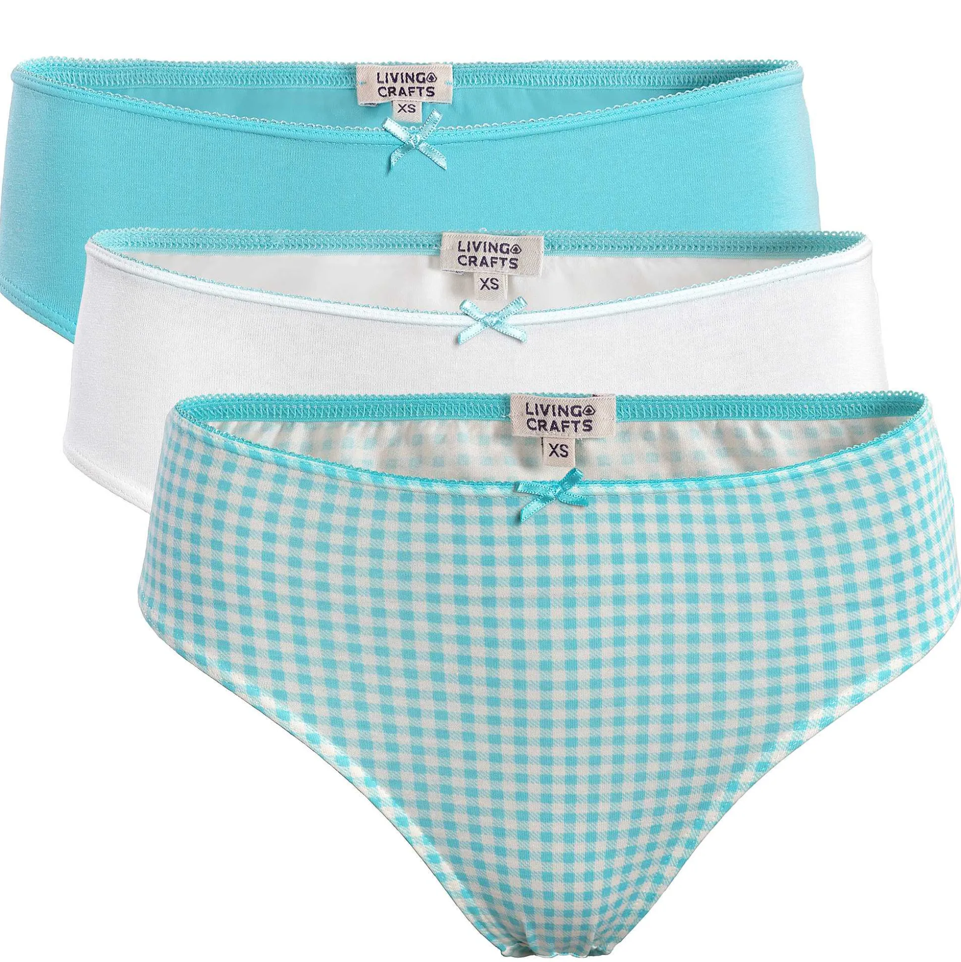 LIVING CRAFTS Imala - Slips, 3Er-Pack Vichy-Lagune Shop