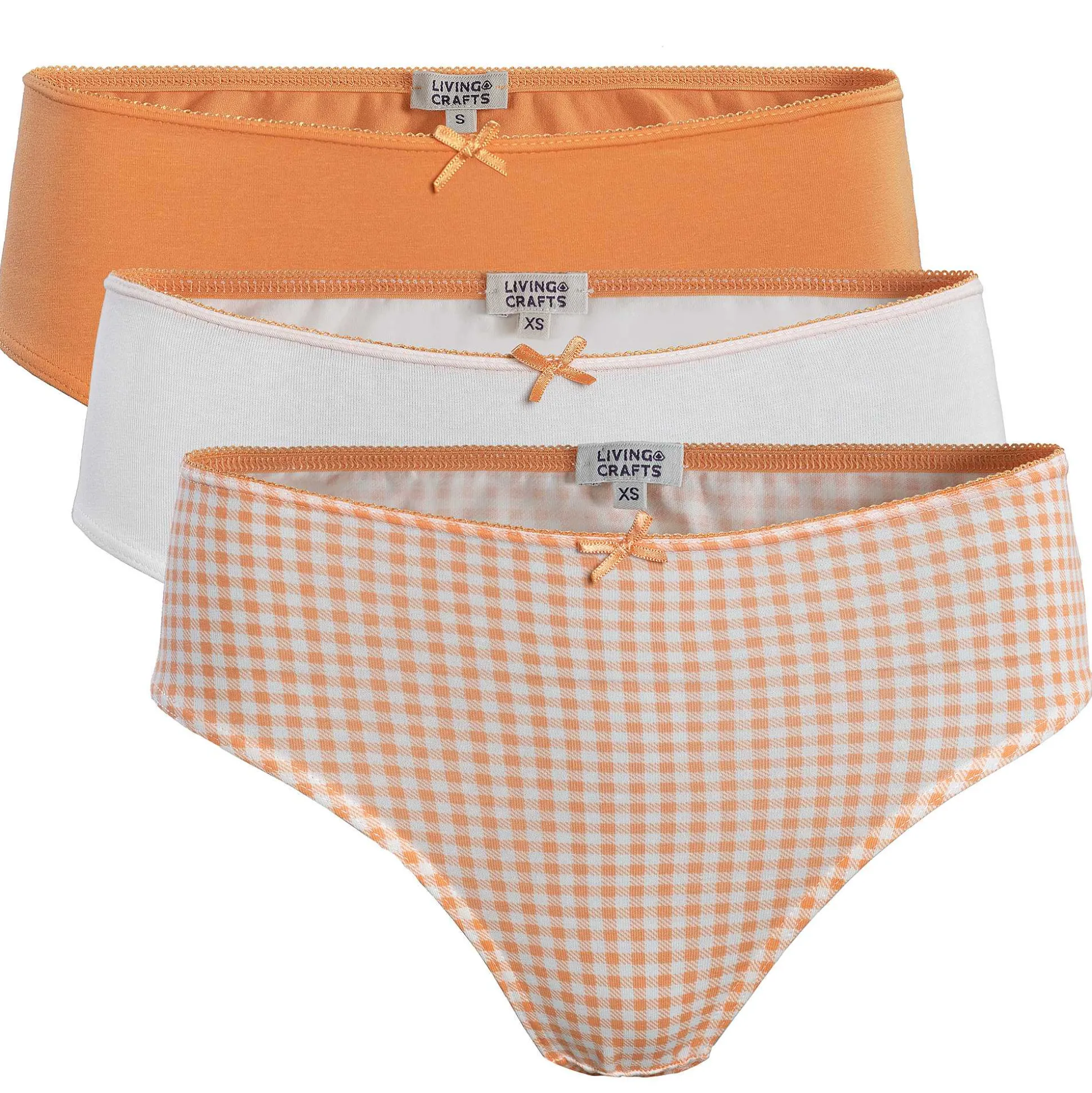 LIVING CRAFTS Imala - Slips, 3Er-Pack Vichy-Aprikose Hot