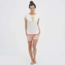 LIVING CRAFTS Kylie – Schlafshorts Vichy-Aprikose Sale