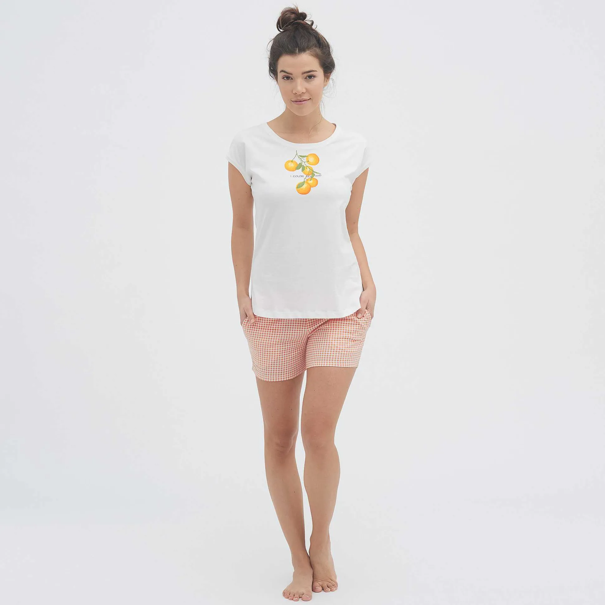 LIVING CRAFTS Kylie – Schlafshorts Vichy-Aprikose Sale