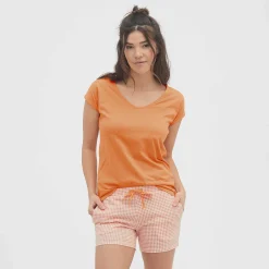 LIVING CRAFTS Kylie – Schlafshorts Vichy-Aprikose Sale