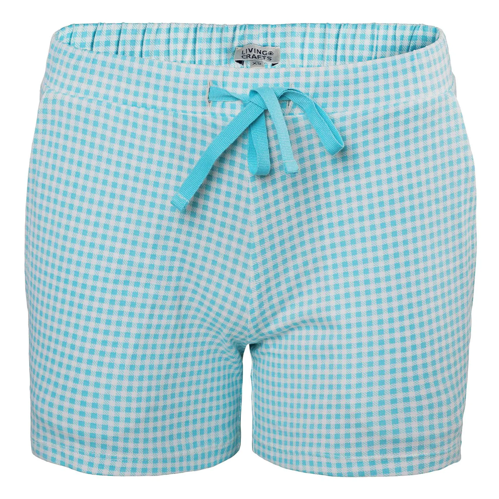 LIVING CRAFTS Kylie – Schlafshorts Vichy-Lagune Sale