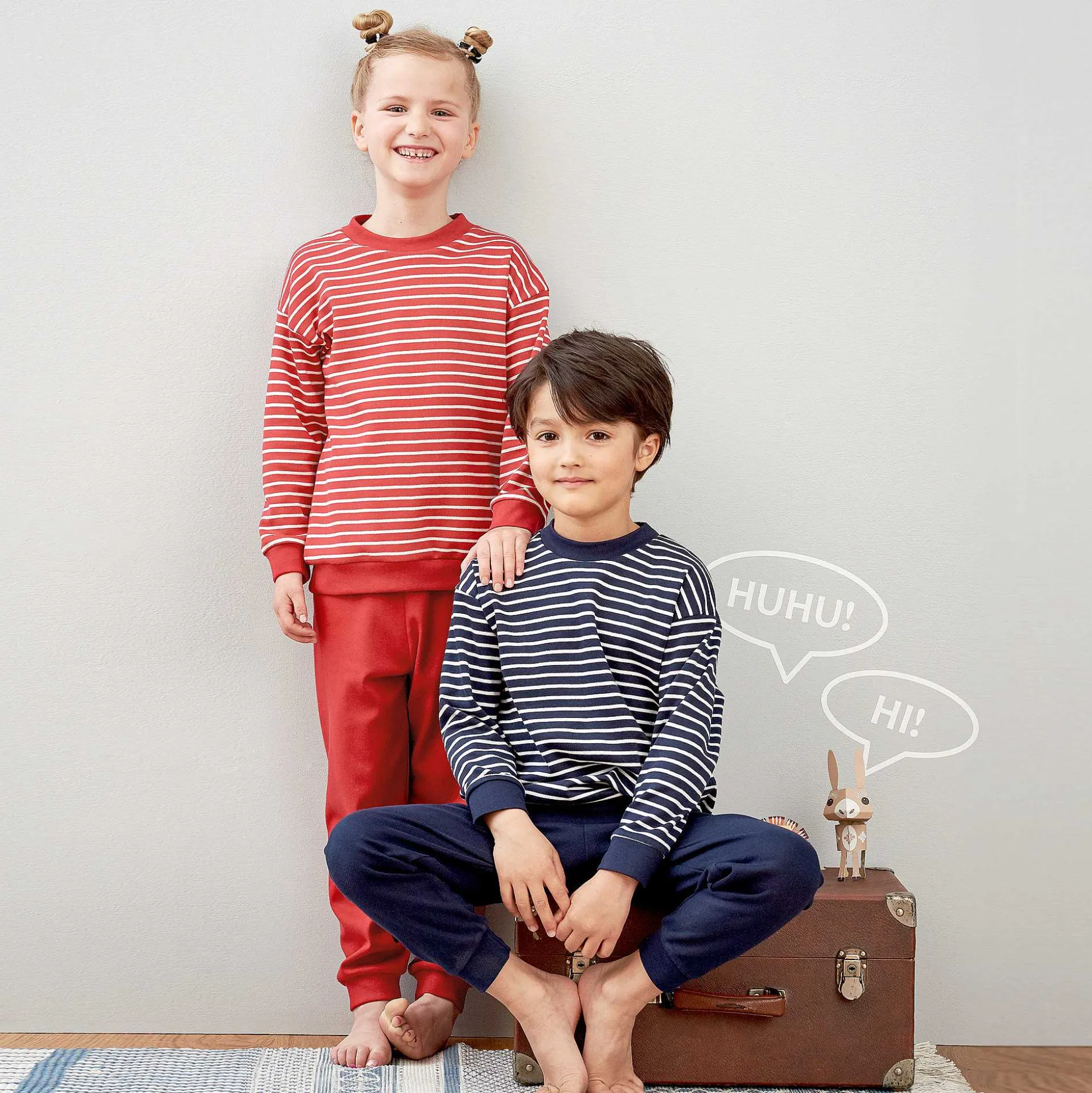 LIVING CRAFTS Lebendes Handwerk | Pyjama Weis/Rot Gestreift Outlet