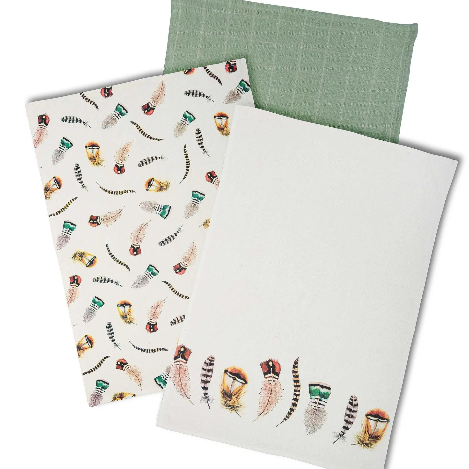 LIVING CRAFTS Madeira - Geschirrtucher, 3Er-Pack Feder Natur Fashion