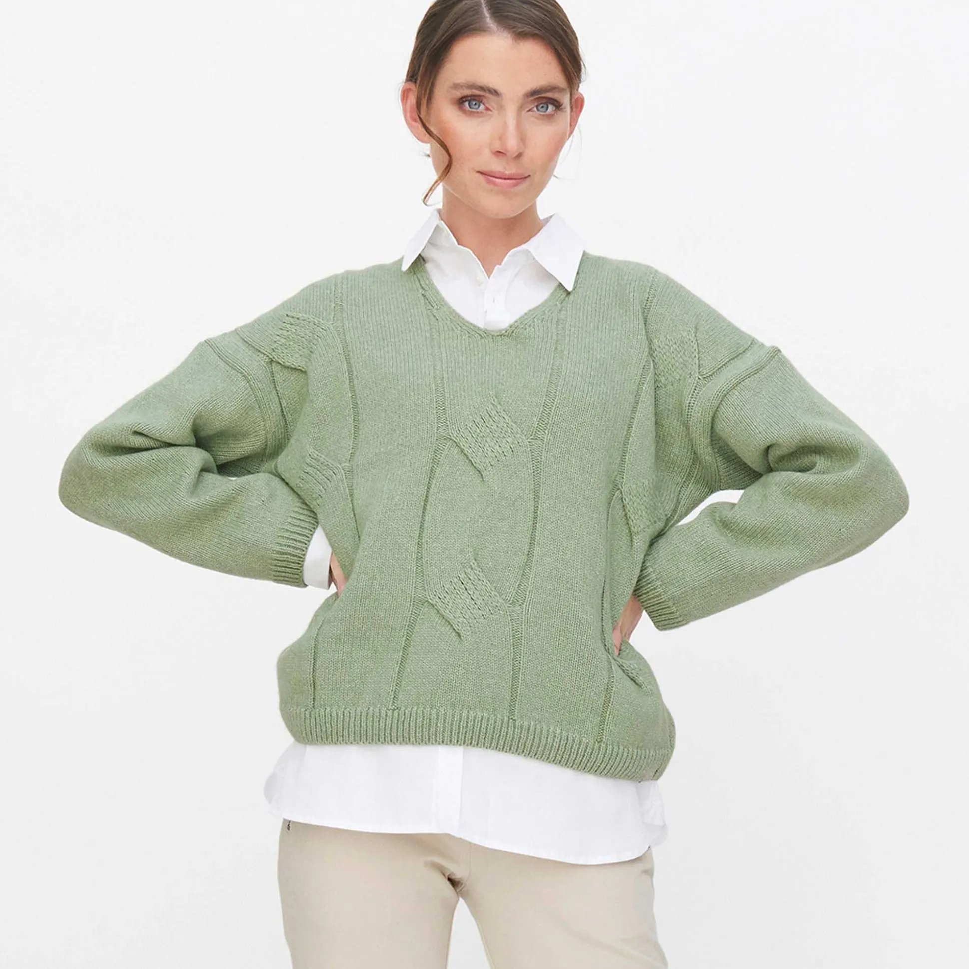 LIVING CRAFTS Neele - Pullover Nebeliges Grun Flash Sale