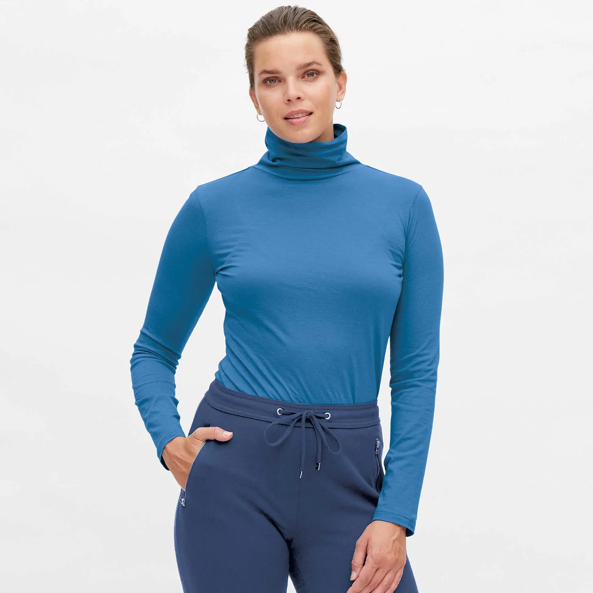 LIVING CRAFTS Nia - Rollkragenshirt Retro-Blau New