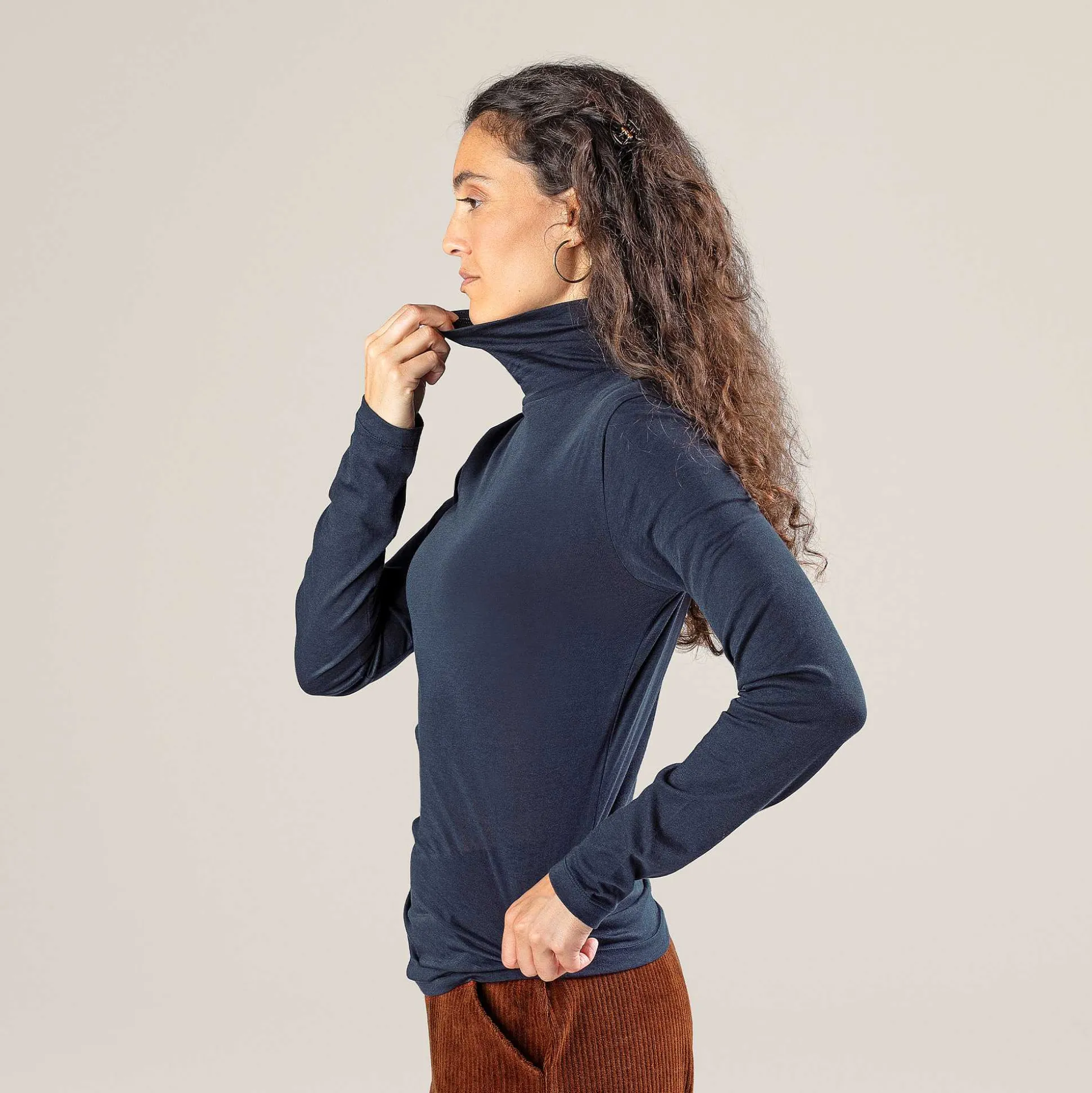 LIVING CRAFTS Nia - Rollkragenshirt Tintenblau New