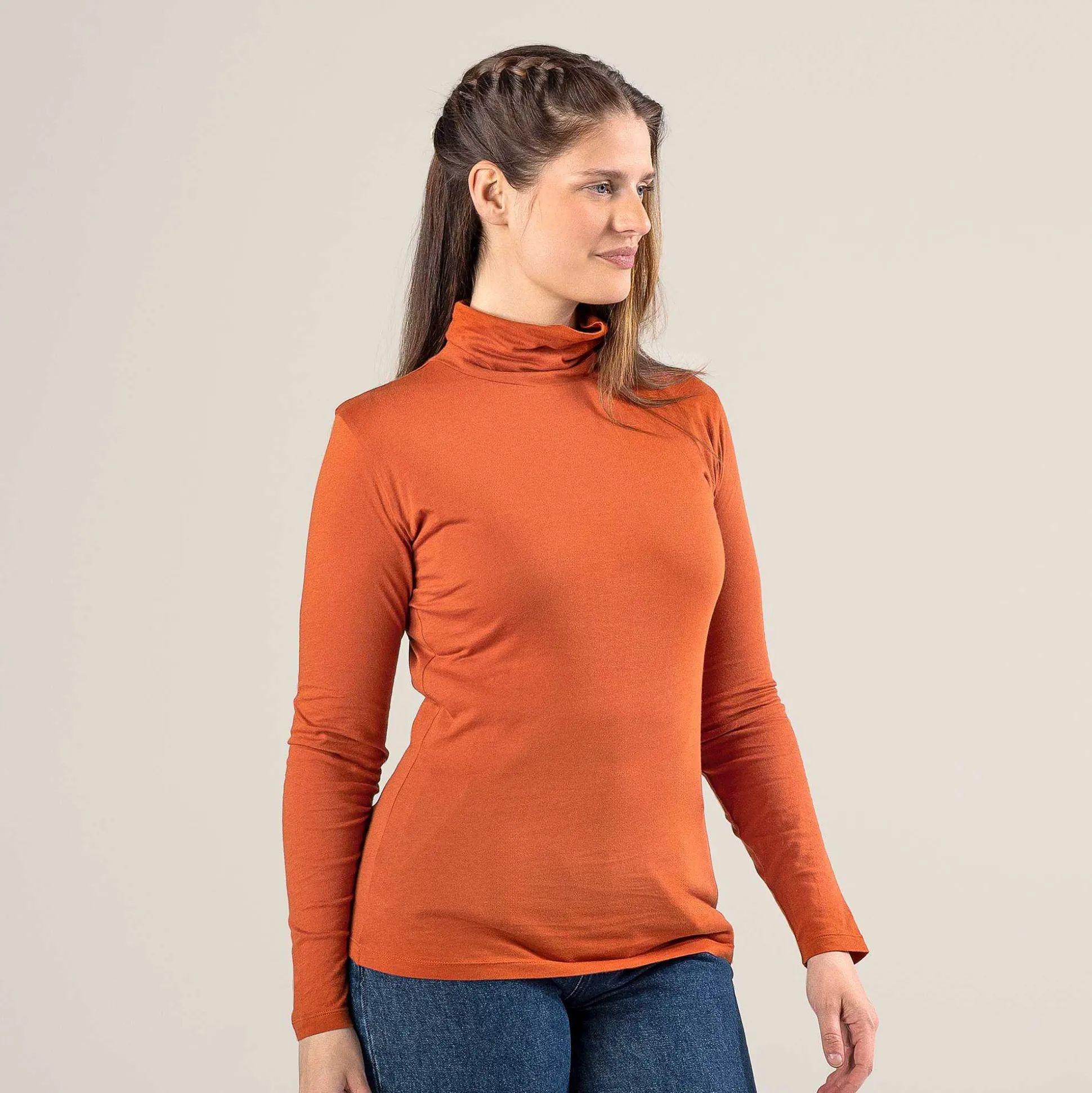 LIVING CRAFTS Nia - Rollkragenshirt Rost Outlet
