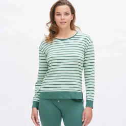 LIVING CRAFTS Nicci - Schlafshirt Nebelgrun / Streifen Store