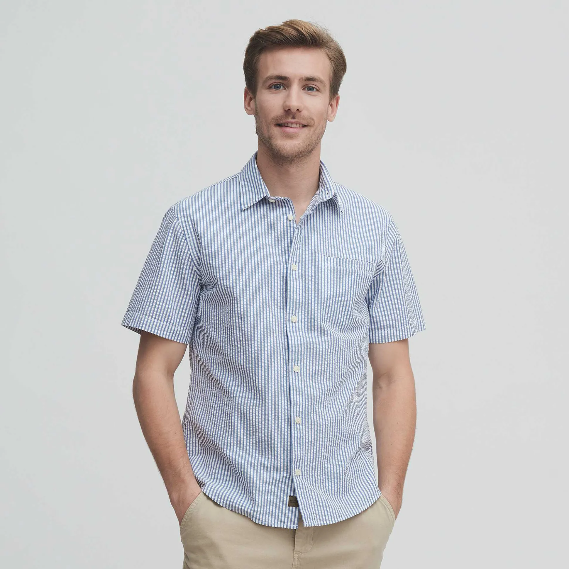 LIVING CRAFTS Onel - Kurzarmhemd Marine/Weis Discount