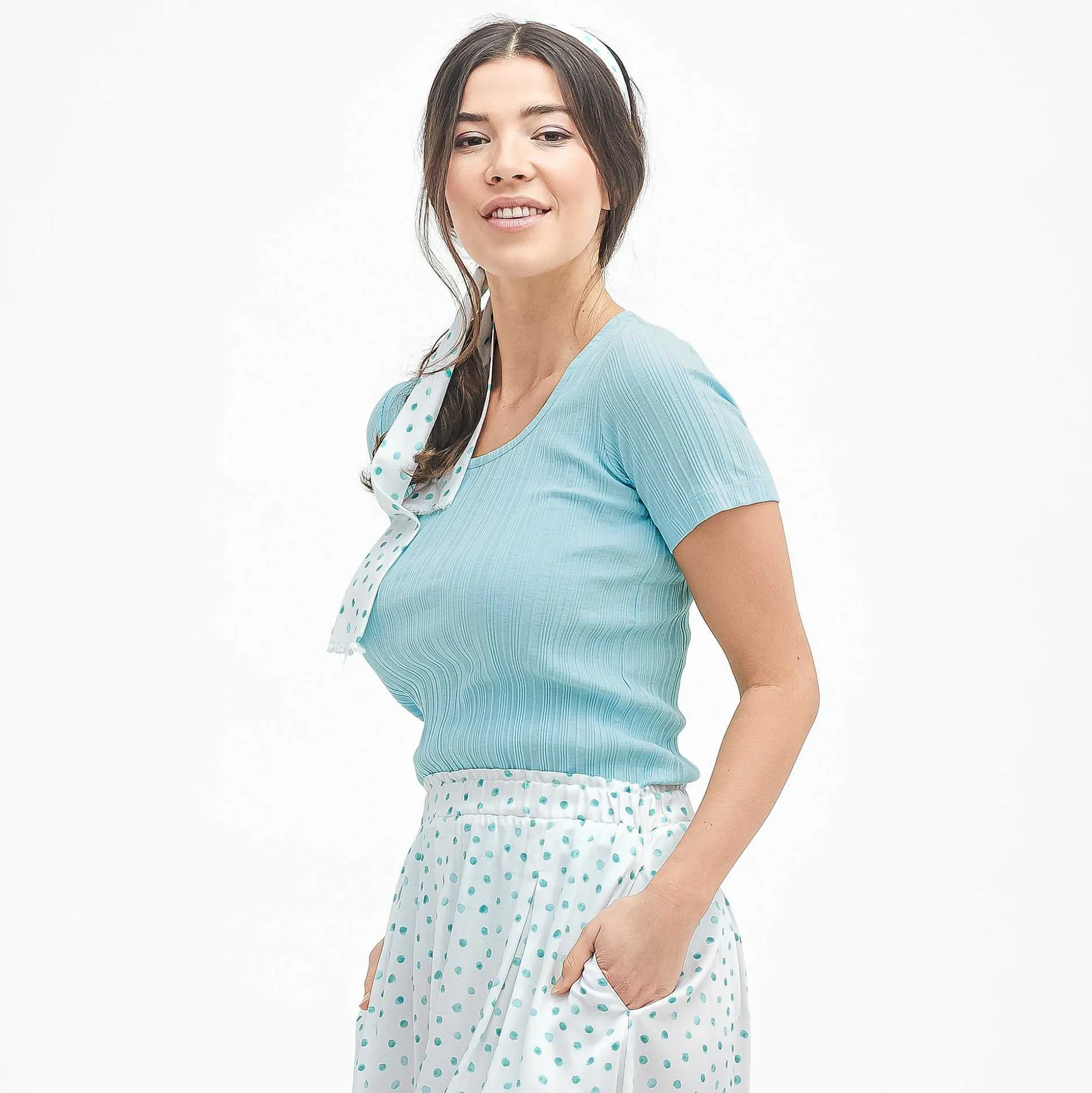 LIVING CRAFTS Opala - T-Shirt Eisiges Aqua Sale