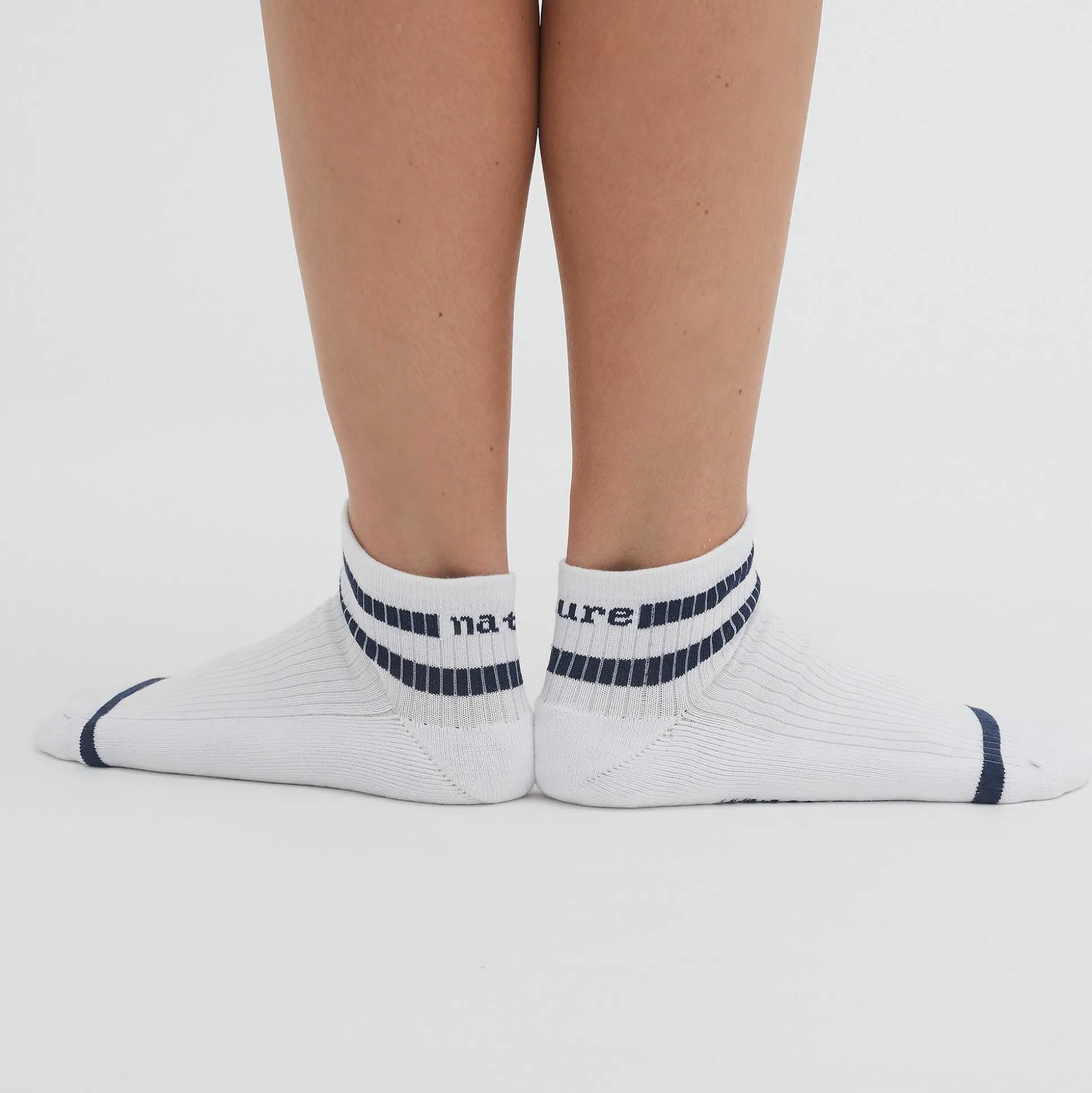 LIVING CRAFTS Orell – Hohe Sneaker-Socken, 2Er-Pack Marine/Weis Clearance