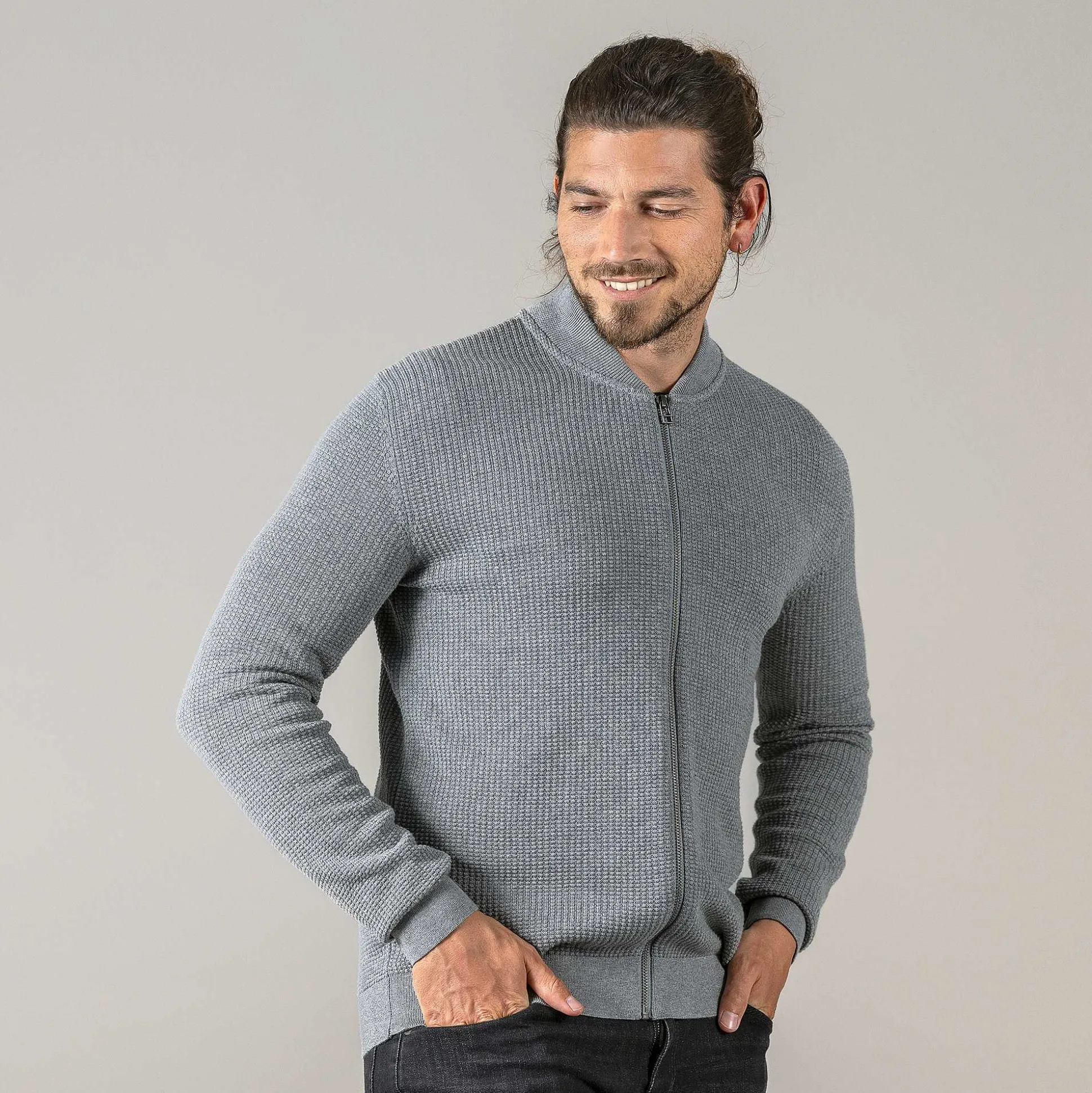 LIVING CRAFTS Paavo - Strickjacke Graue Melange Best Sale