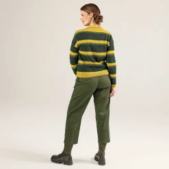 LIVING CRAFTS Paremi - Pullover Dunkles Oliv/Honig Fashion