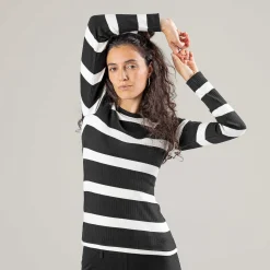 LIVING CRAFTS Paula - Langarmshirt Schwarz/Creme Outlet