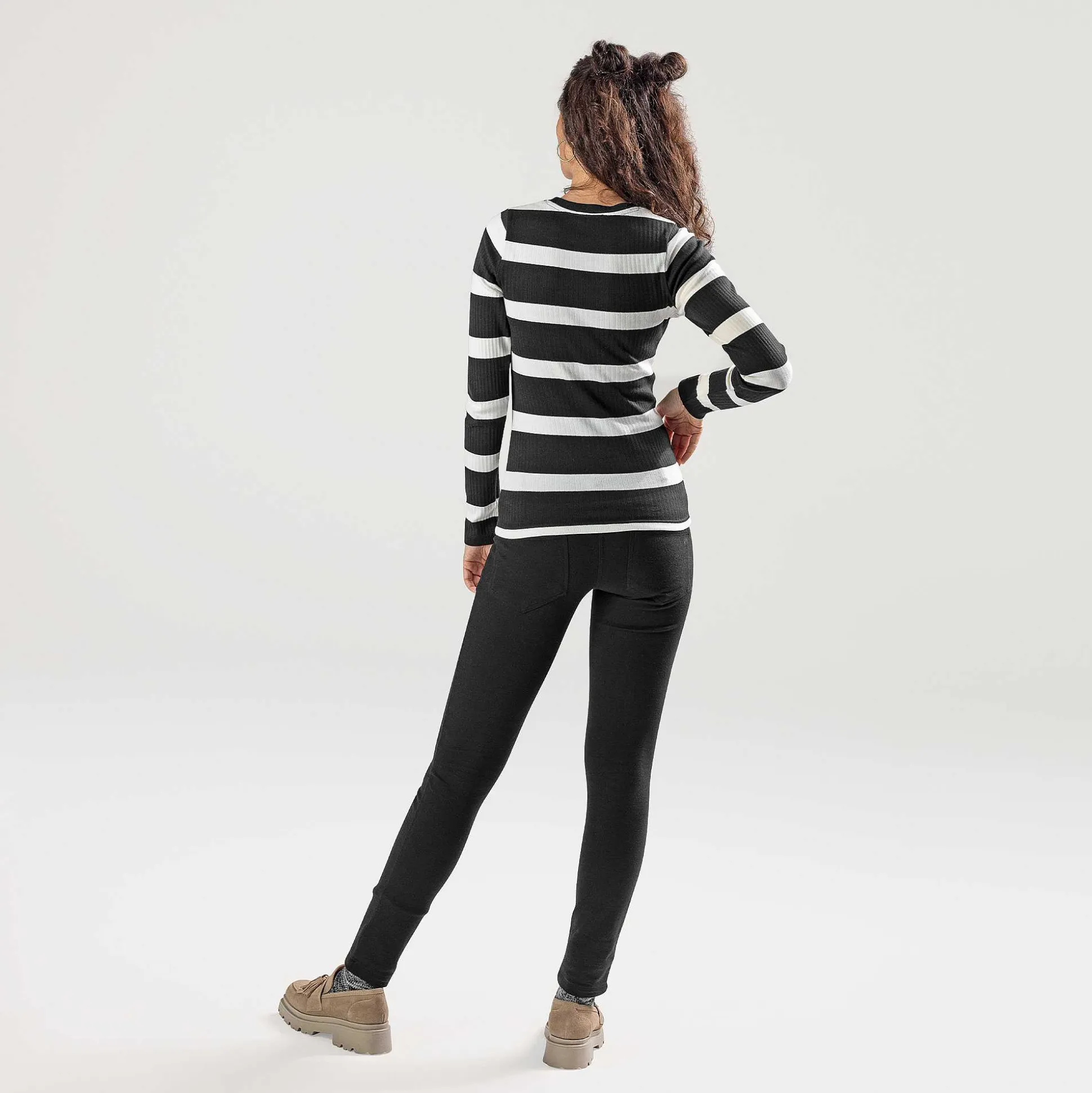 LIVING CRAFTS Paula - Langarmshirt Schwarz/Creme Outlet