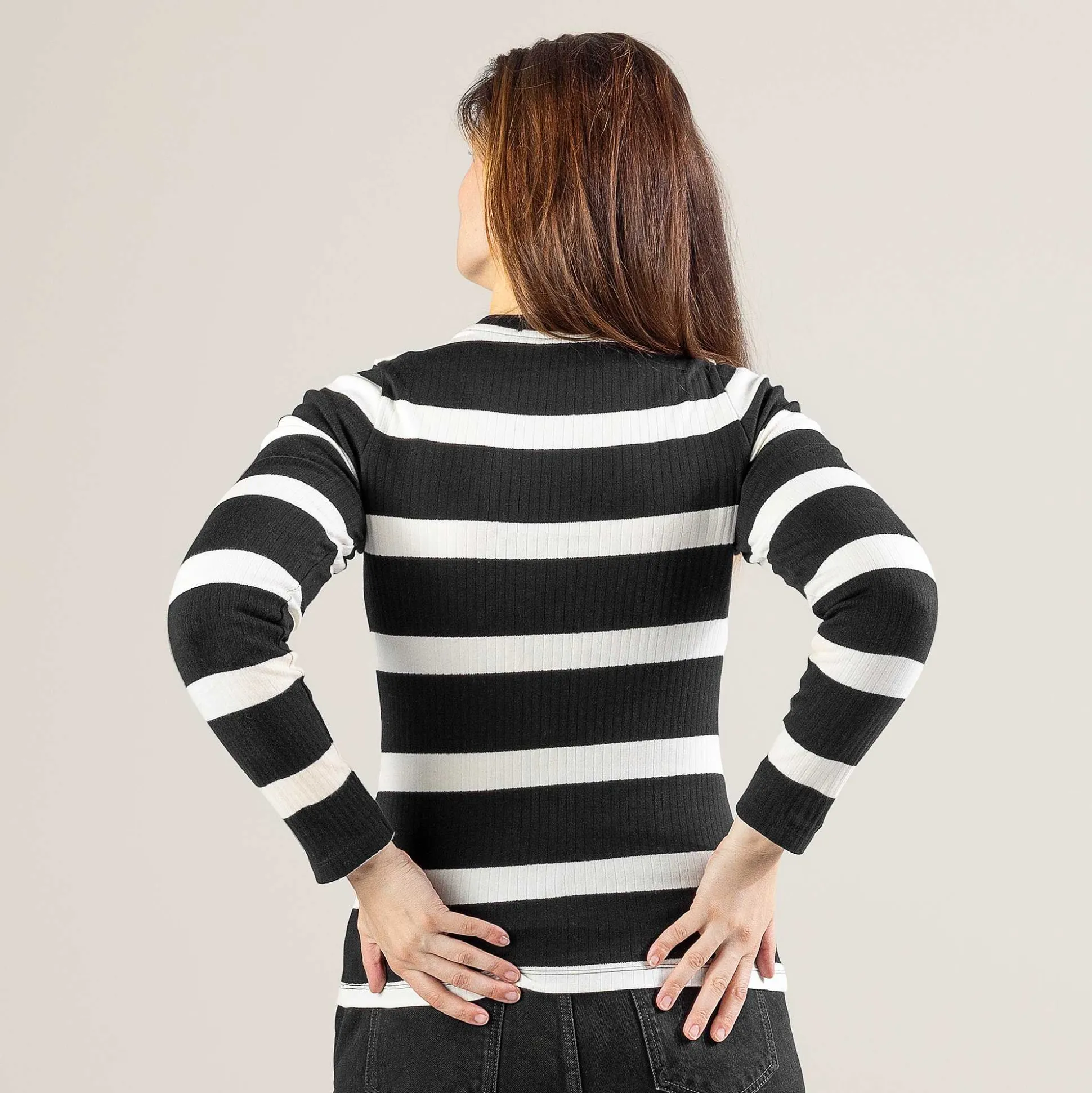 LIVING CRAFTS Paula - Langarmshirt Schwarz/Creme Outlet