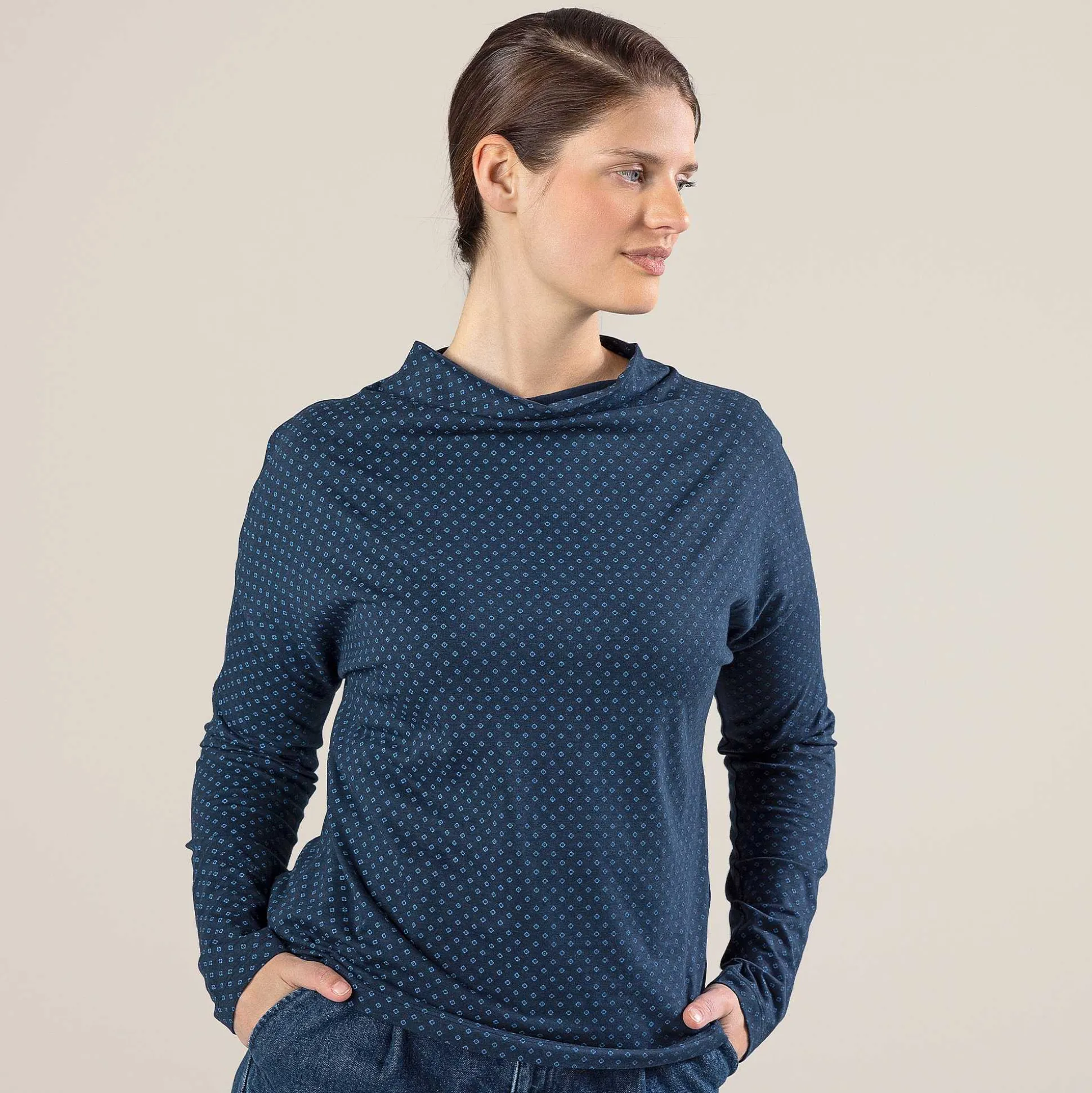 LIVING CRAFTS Peja - Langarmshirt Indigo-Patch Discount