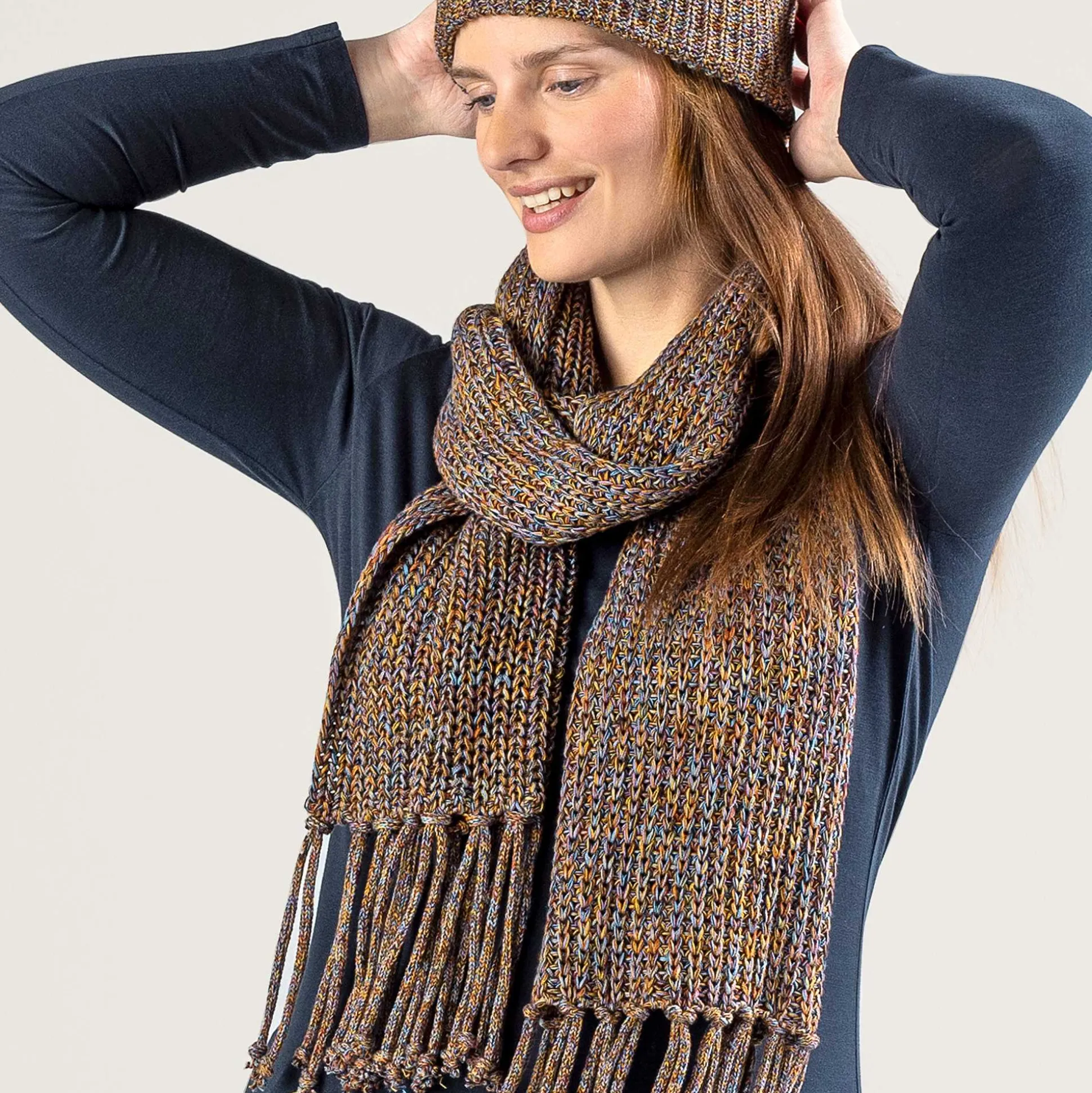 LIVING CRAFTS Phoebe - Schal Tintenblau/Rost Best Sale