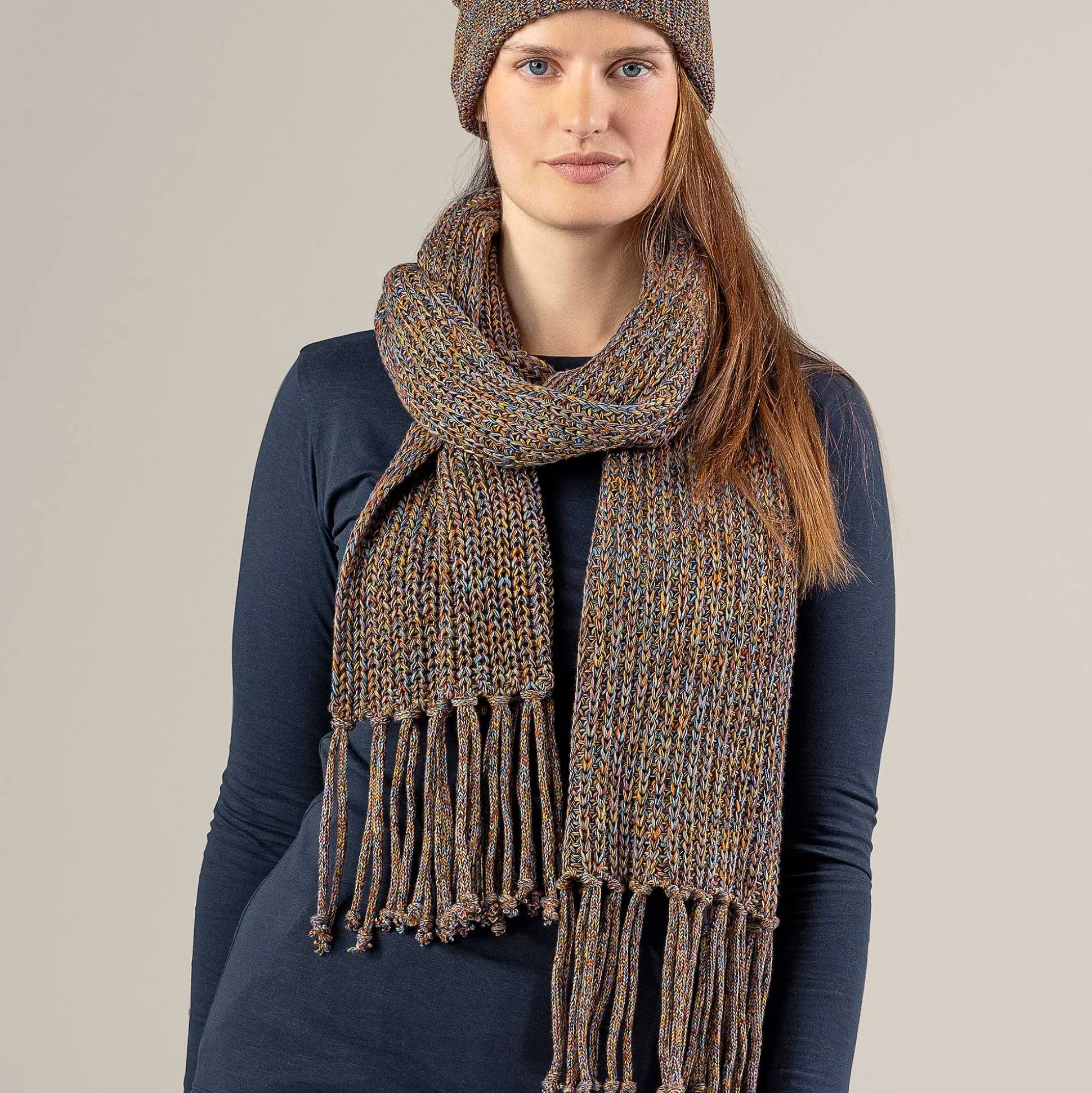 LIVING CRAFTS Phoebe - Schal Tintenblau/Rost Best Sale