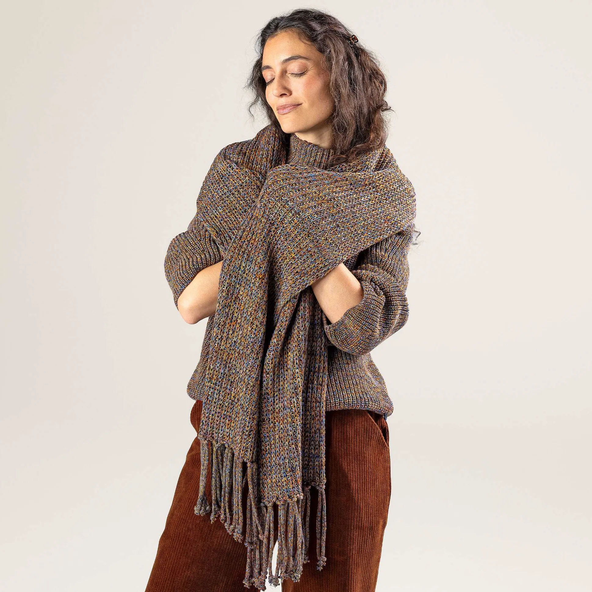 LIVING CRAFTS Phoebe - Schal Tintenblau/Rost Best Sale