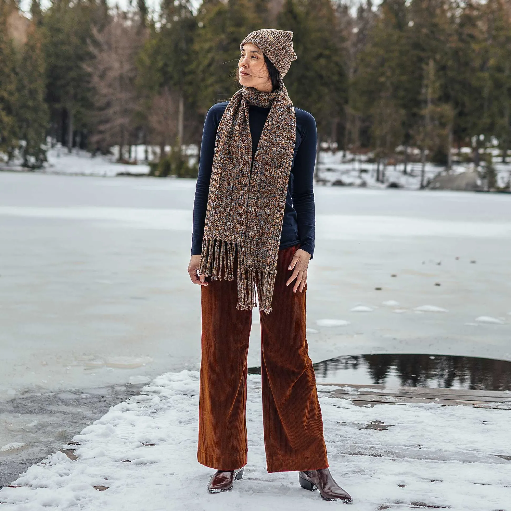 LIVING CRAFTS Phoebe - Schal Tintenblau/Rost Best Sale