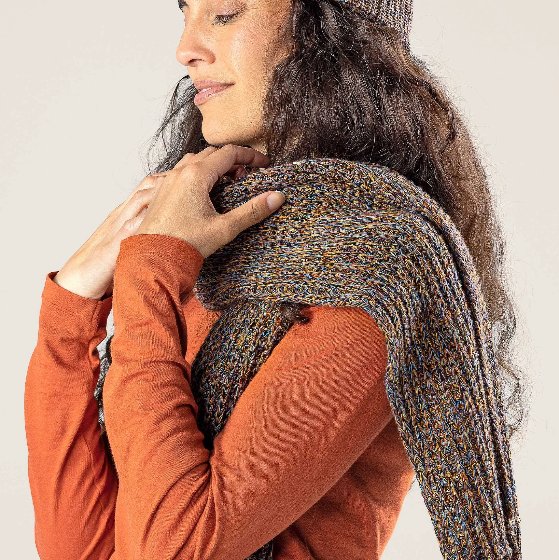 LIVING CRAFTS Phoebe - Schal Tintenblau/Rost Best Sale
