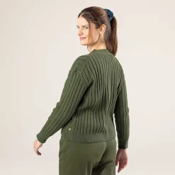 LIVING CRAFTS Pirala - Strickjacke Dunkles Oliv Outlet