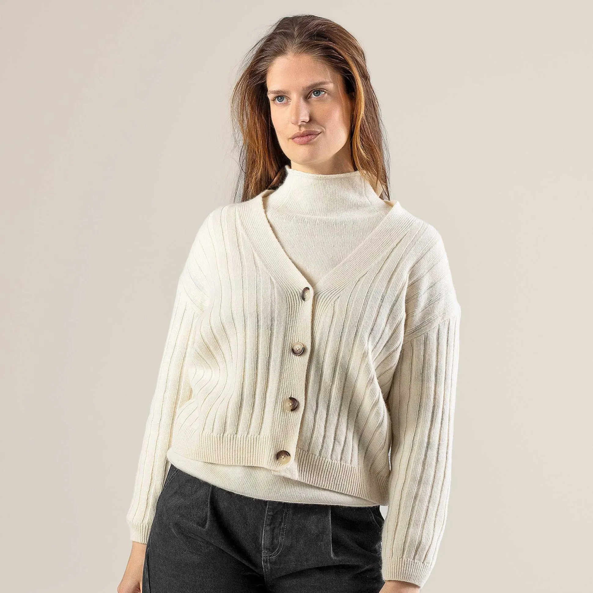 LIVING CRAFTS Pirala - Strickjacke Creme Store